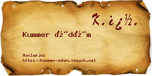 Kummer Ádám névjegykártya