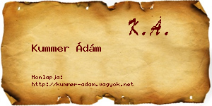 Kummer Ádám névjegykártya